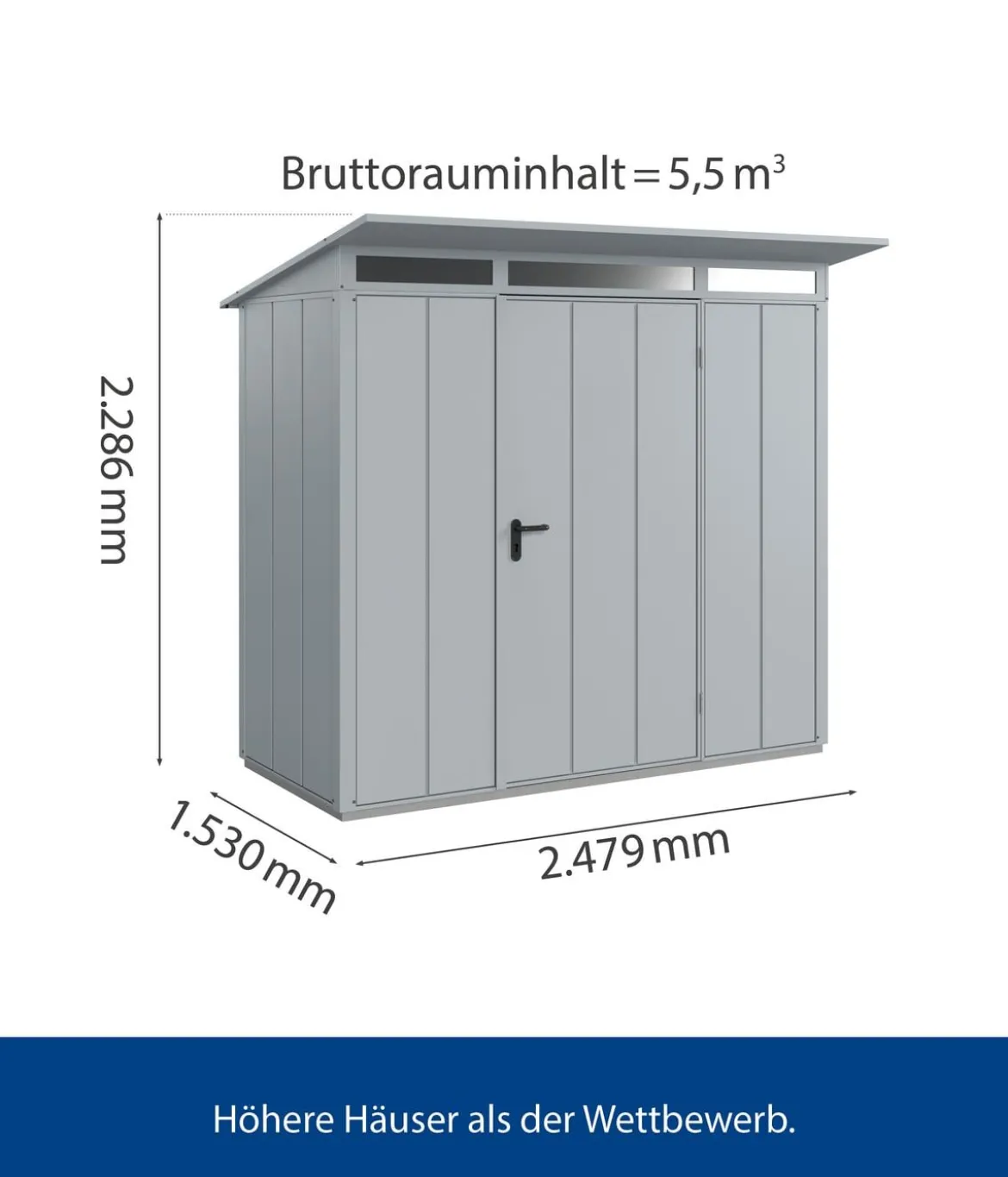 Hörmann Berry-Gerätehaus Modern-P Typ 1, ca. B247,9/H228,6/T153 cm
