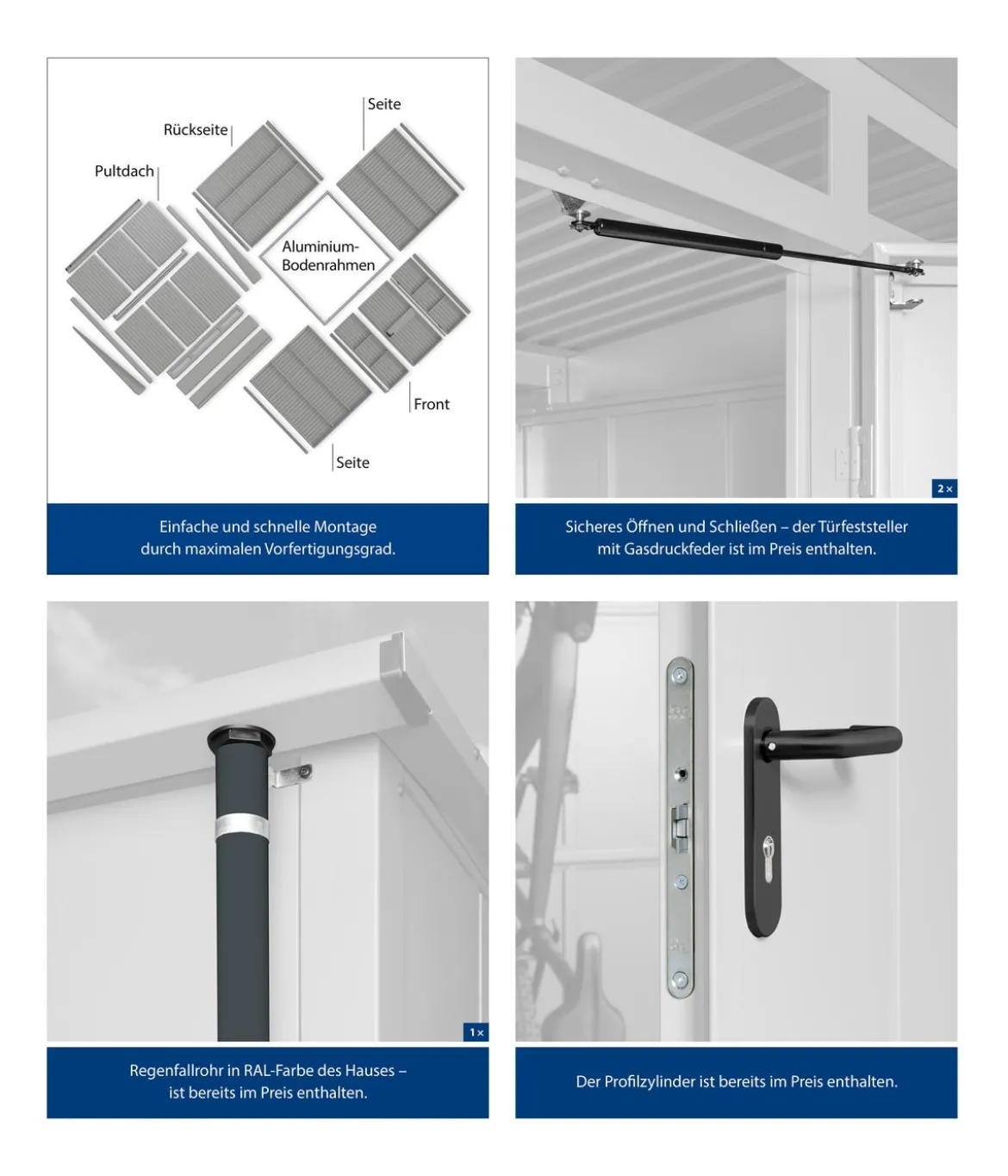Hörmann Berry-Gerätehaus Modern-P Typ 1, ca. B247,9/H228,6/T153 cm