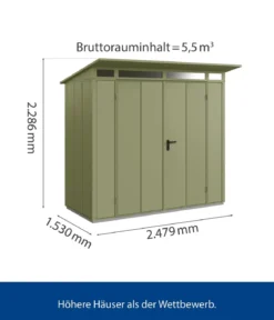 Hörmann Berry-Gerätehaus Modern-P Typ 1, ca. B247,9/H228,6/T153 cm