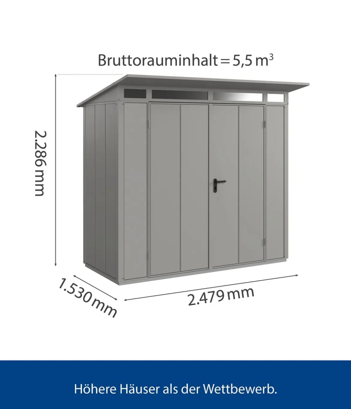 Hörmann Berry-Gerätehaus Modern-P Typ 1, ca. B247,9/H228,6/T153 cm