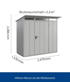 Hörmann Berry-Gerätehaus Modern-P Typ 1, ca. B247,9/H228,6/T153 cm