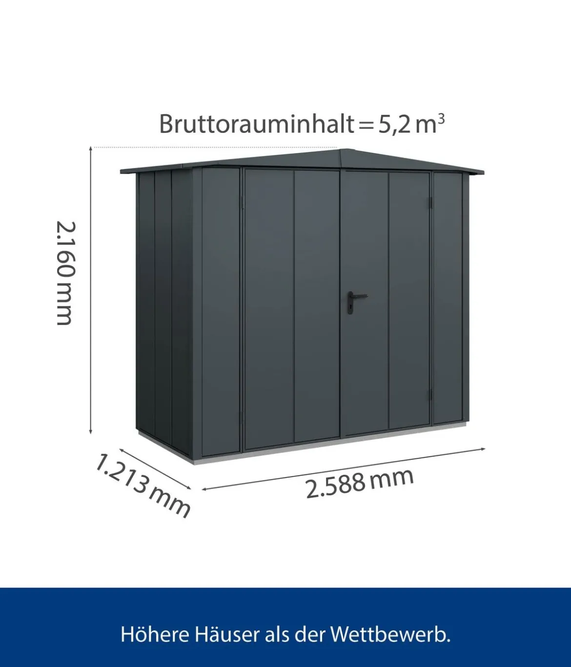 Hörmann Berry-Gerätehaus Modern-S Typ 1, ca. B258,8/H216/T121,3 cm