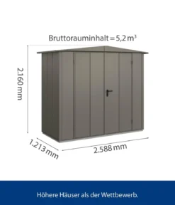Hörmann Berry-Gerätehaus Modern-S Typ 1, ca. B258,8/H216/T121,3 cm