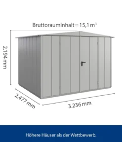 Hörmann Berry-Gerätehaus Modern-S Typ 3, ca. B323,6/H219,4/T247,7 cm