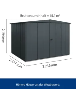 Hörmann Berry-Gerätehaus Modern-S Typ 3, ca. B323,6/H219,4/T247,7 cm