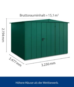 Hörmann Berry-Gerätehaus Modern-S Typ 3, ca. B323,6/H219,4/T247,7 cm