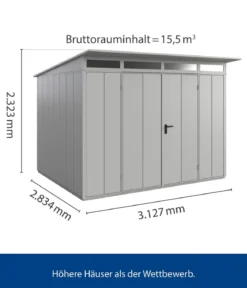 Hörmann Berry-Gerätehaus Modern-P Typ 3, ca. B312,7/H232,3/T283,4 cm