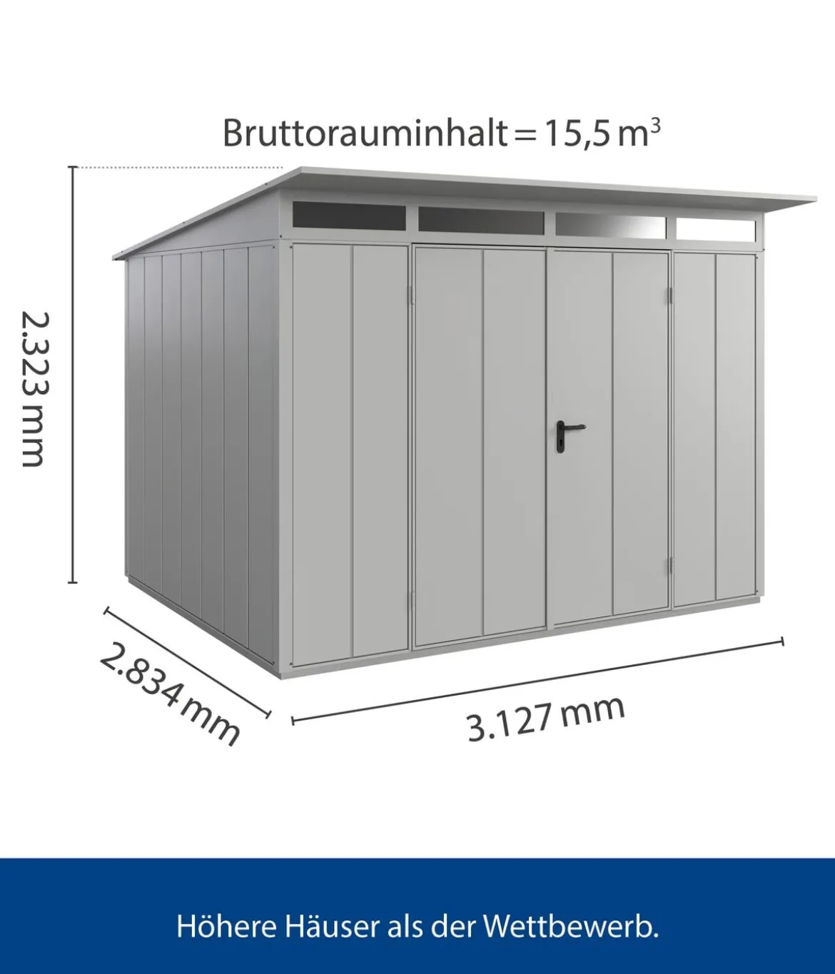 Hörmann Berry-Gerätehaus Modern-P Typ 3, ca. B312,7/H232,3/T283,4 cm