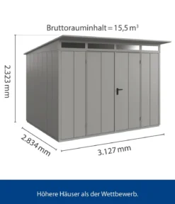 Hörmann Berry-Gerätehaus Modern-P Typ 3, ca. B312,7/H232,3/T283,4 cm