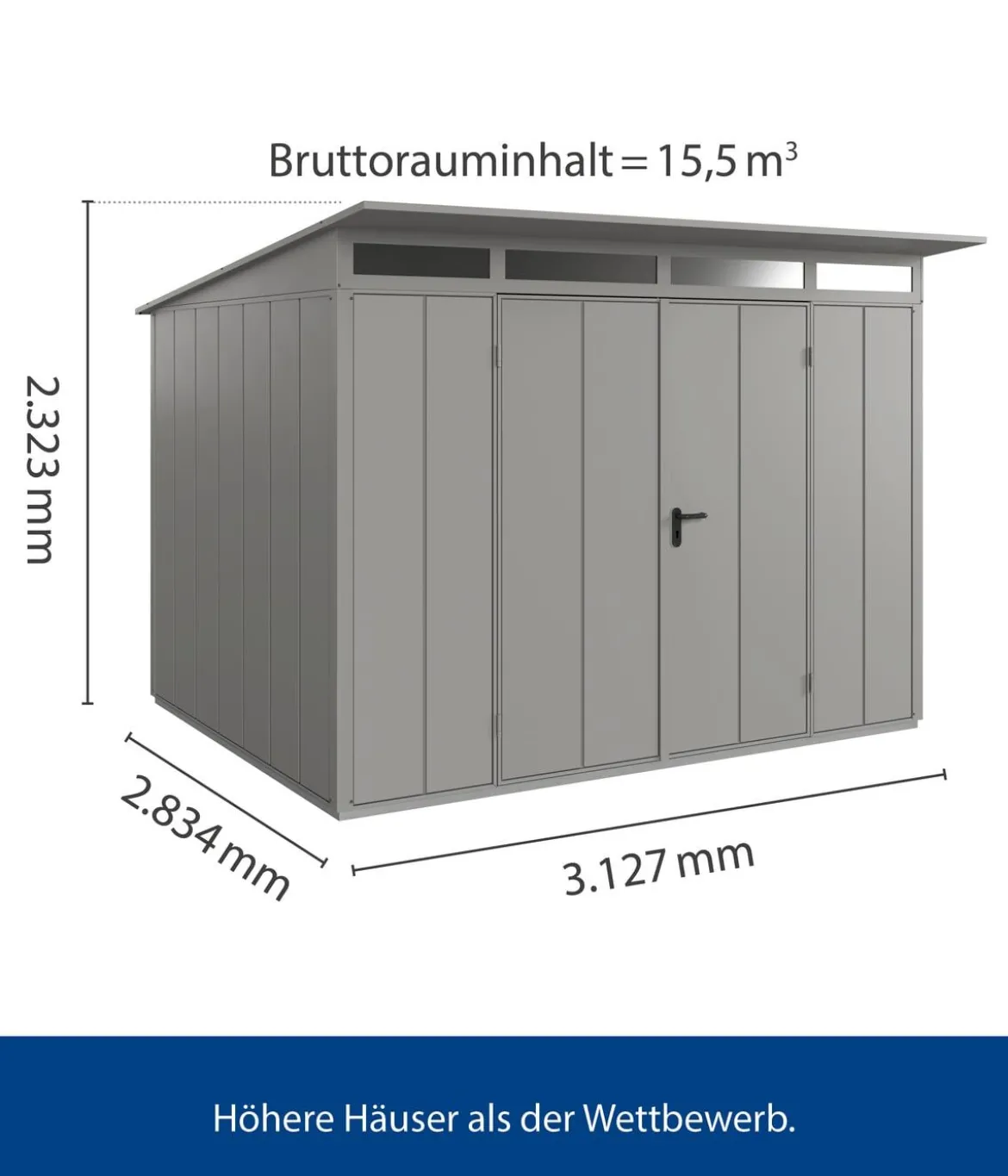 Hörmann Berry-Gerätehaus Modern-P Typ 3, ca. B312,7/H232,3/T283,4 cm