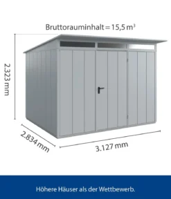 Hörmann Berry-Gerätehaus Modern-P Typ 3, ca. B312,7/H232,3/T283,4 cm