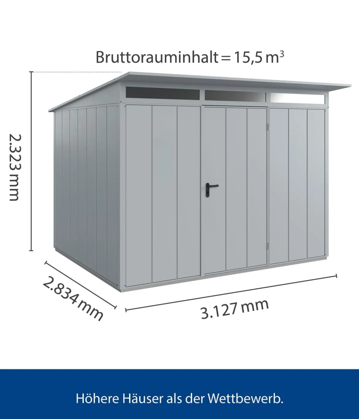 Hörmann Berry-Gerätehaus Modern-P Typ 3, ca. B312,7/H232,3/T283,4 cm