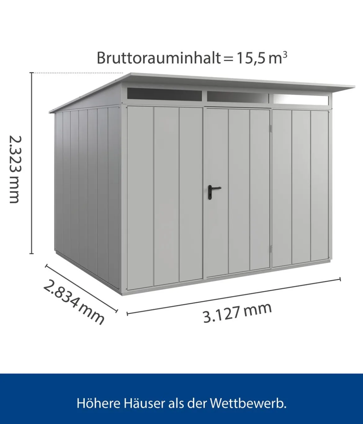 Hörmann Berry-Gerätehaus Modern-P Typ 3, ca. B312,7/H232,3/T283,4 cm