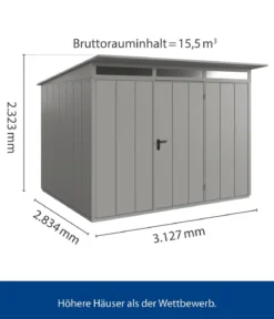 Hörmann Berry-Gerätehaus Modern-P Typ 3, ca. B312,7/H232,3/T283,4 cm