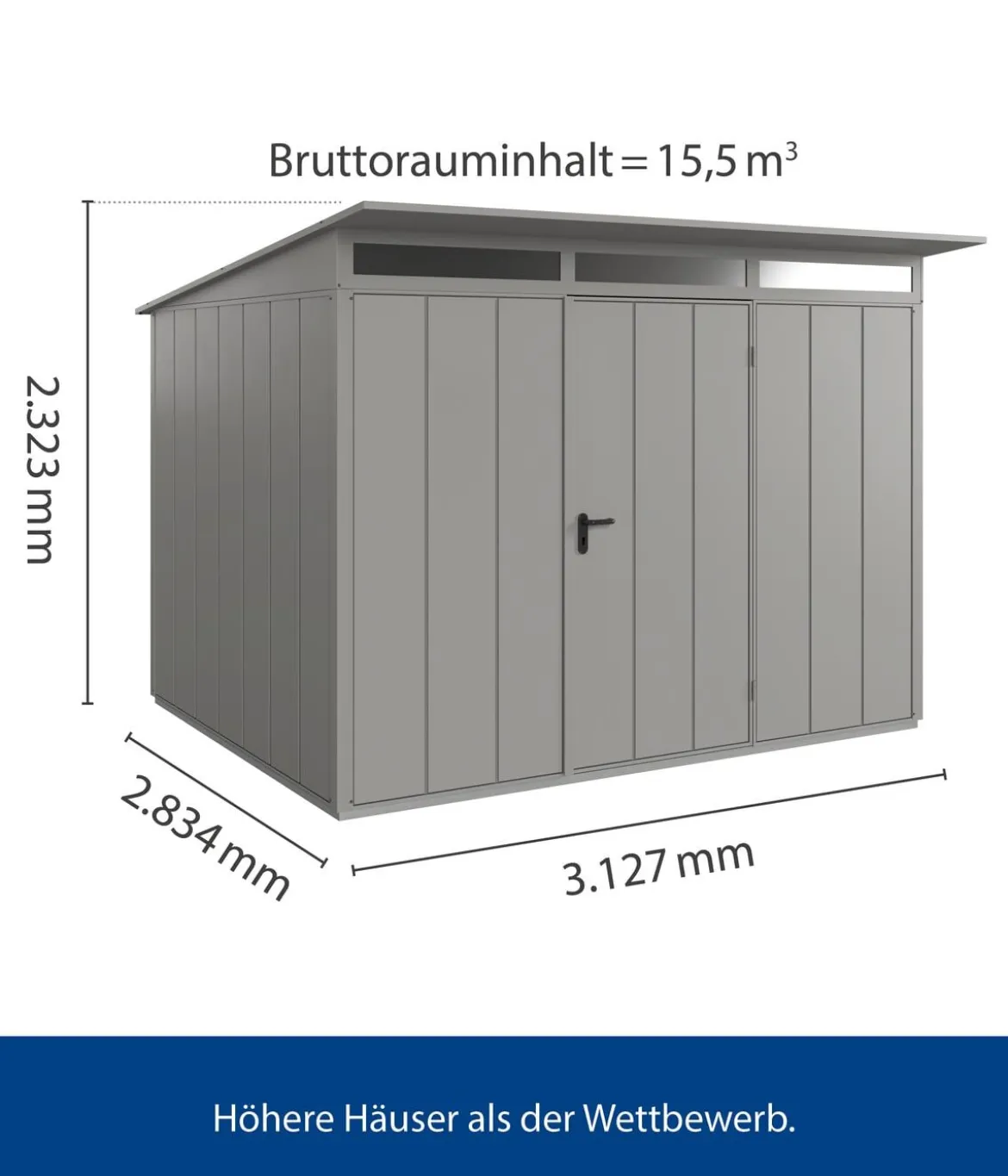Hörmann Berry-Gerätehaus Modern-P Typ 3, ca. B312,7/H232,3/T283,4 cm