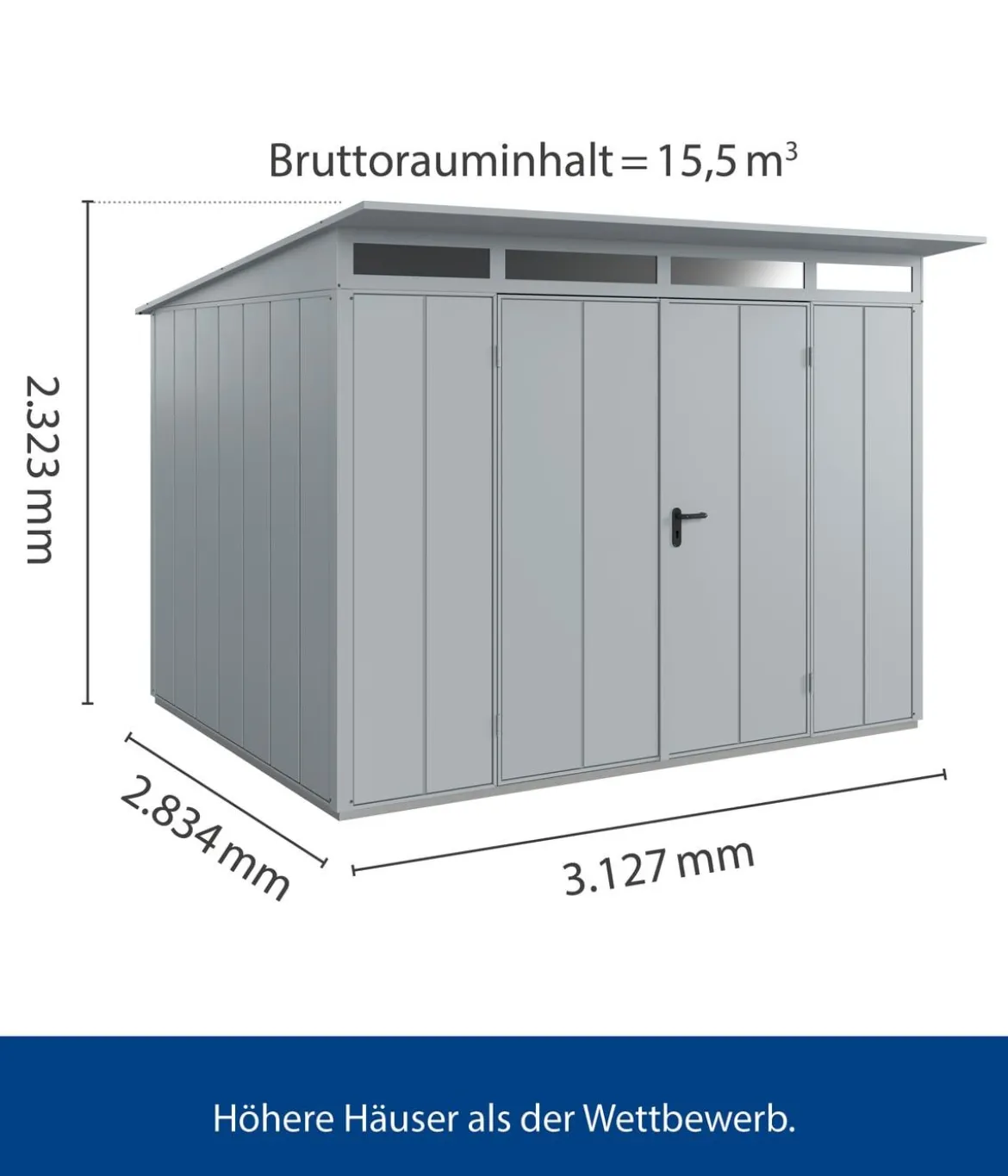 Hörmann Berry-Gerätehaus Modern-P Typ 3, ca. B312,7/H232,3/T283,4 cm