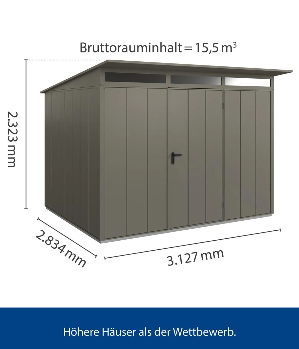 Hörmann Berry-Gerätehaus Modern-P Typ 3, ca. B312,7/H232,3/T283,4 cm
