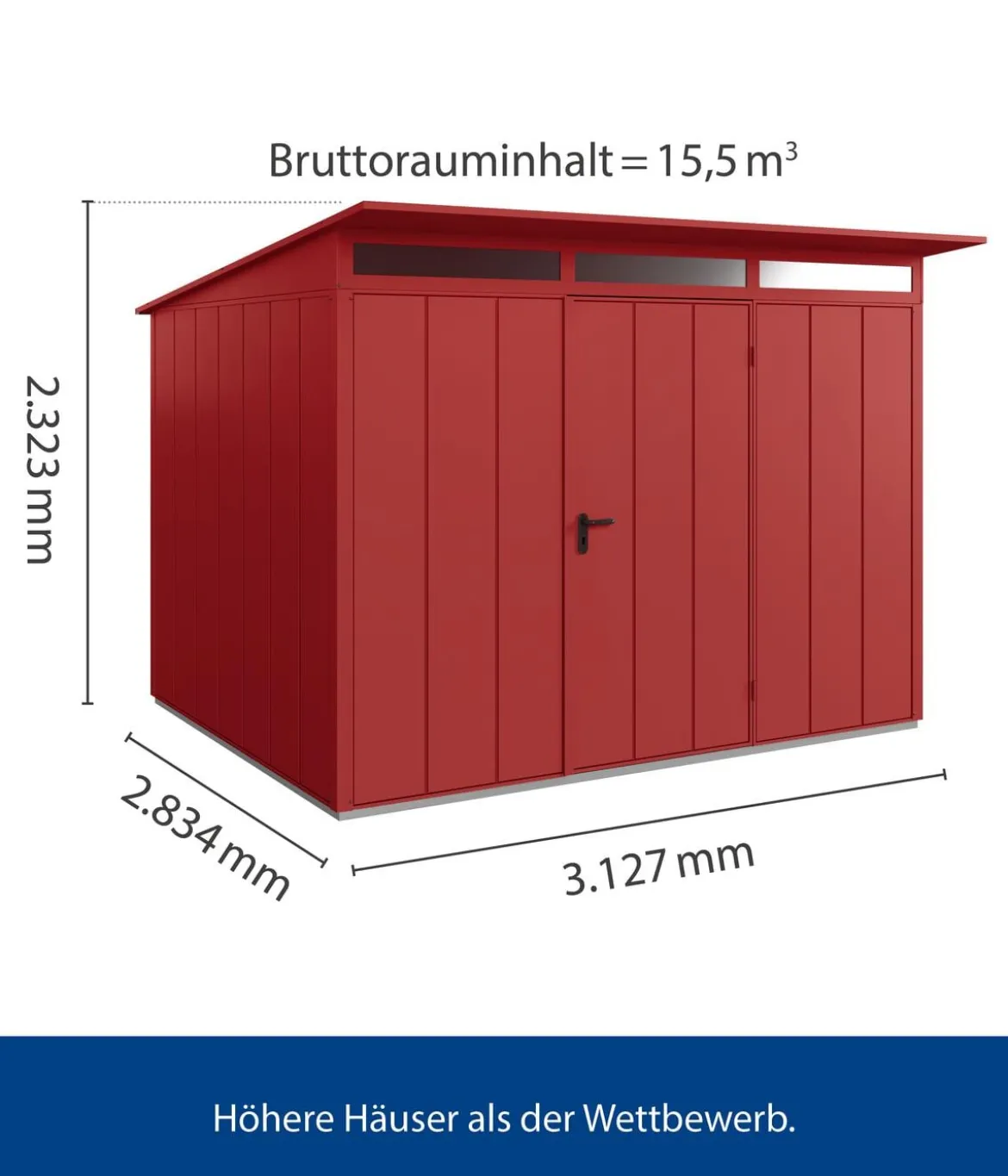 Hörmann Berry-Gerätehaus Modern-P Typ 3, ca. B312,7/H232,3/T283,4 cm