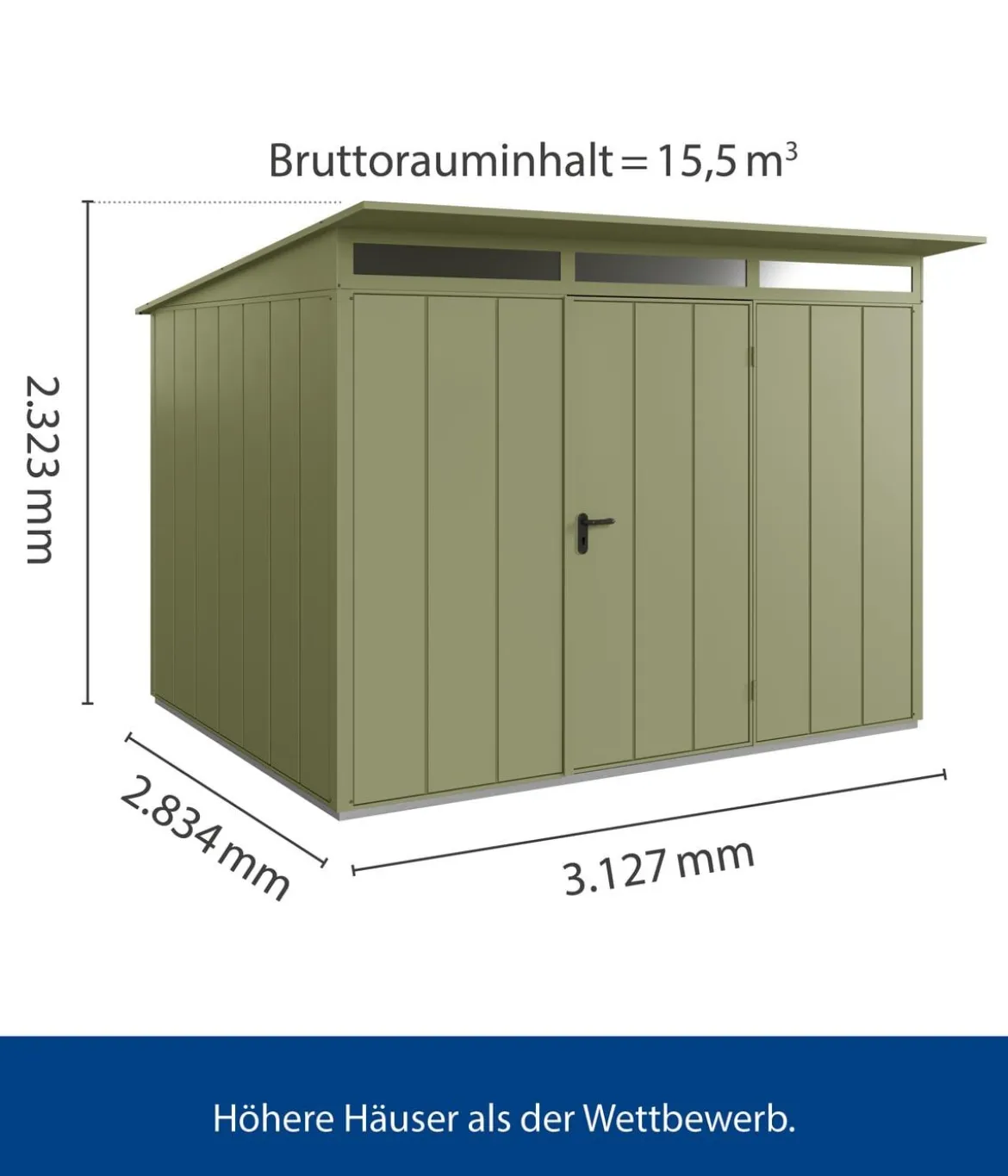 Hörmann Berry-Gerätehaus Modern-P Typ 3, ca. B312,7/H232,3/T283,4 cm