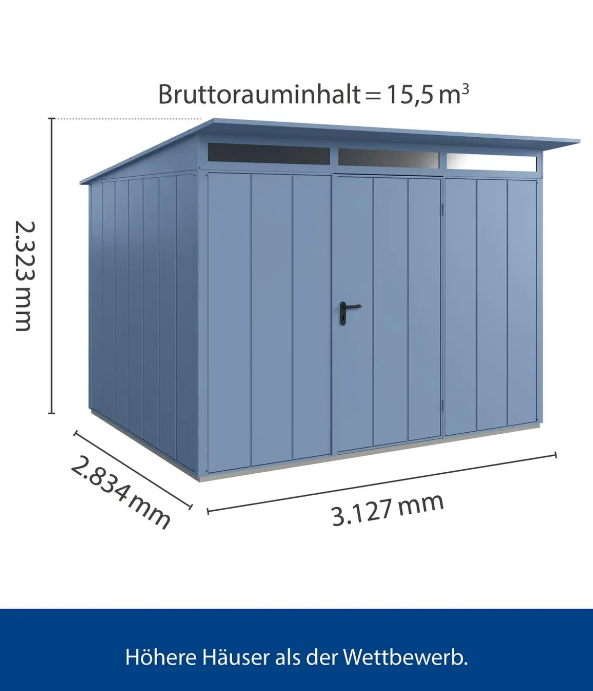 Hörmann Berry-Gerätehaus Modern-P Typ 3, ca. B312,7/H232,3/T283,4 cm