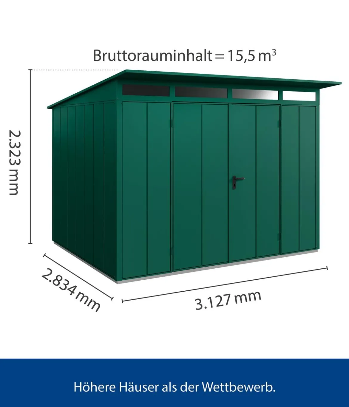 Hörmann Berry-Gerätehaus Modern-P Typ 3, ca. B312,7/H232,3/T283,4 cm