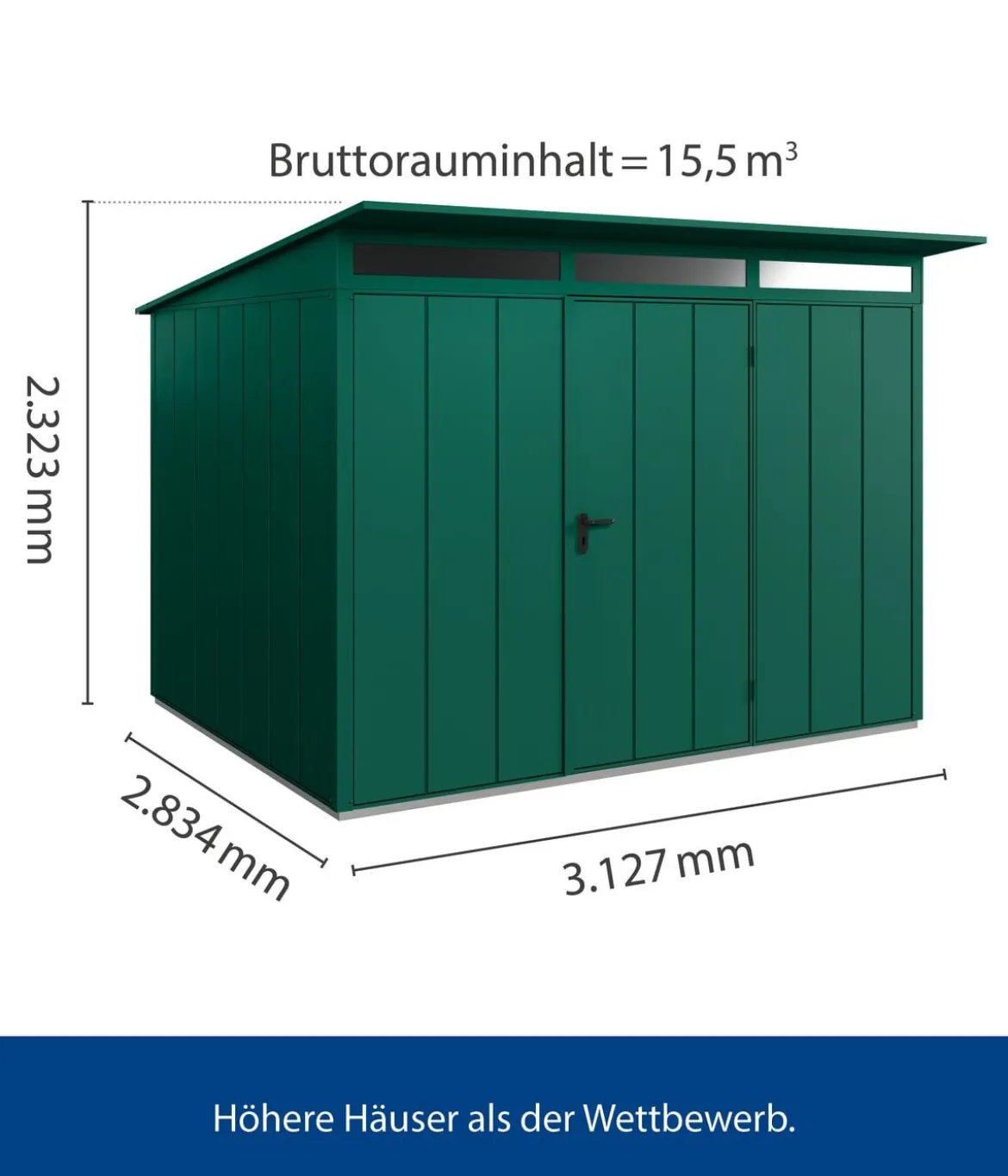 Hörmann Berry-Gerätehaus Modern-P Typ 3, ca. B312,7/H232,3/T283,4 cm