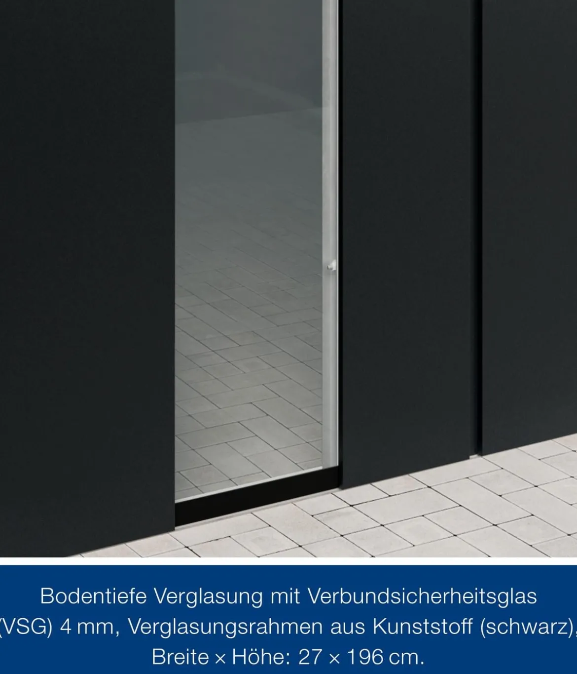 Hörmann Juno VSG-Echtglas Wandelement M/L-Sk, anthrazit, ca. B50/H208 cm