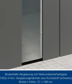 Hörmann Juno VSG-Echtglas Wandelement M/L-Sk, graualuminium, ca. B50/H208 cm
