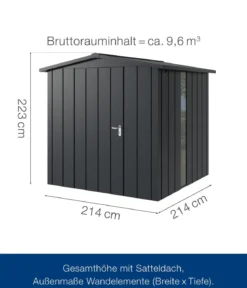 Hörmann Metallgerätehaus Juno JSD5 M-Sk Motiv Modern bodentiefes Fenster, ca. B237/H223/T229 cm