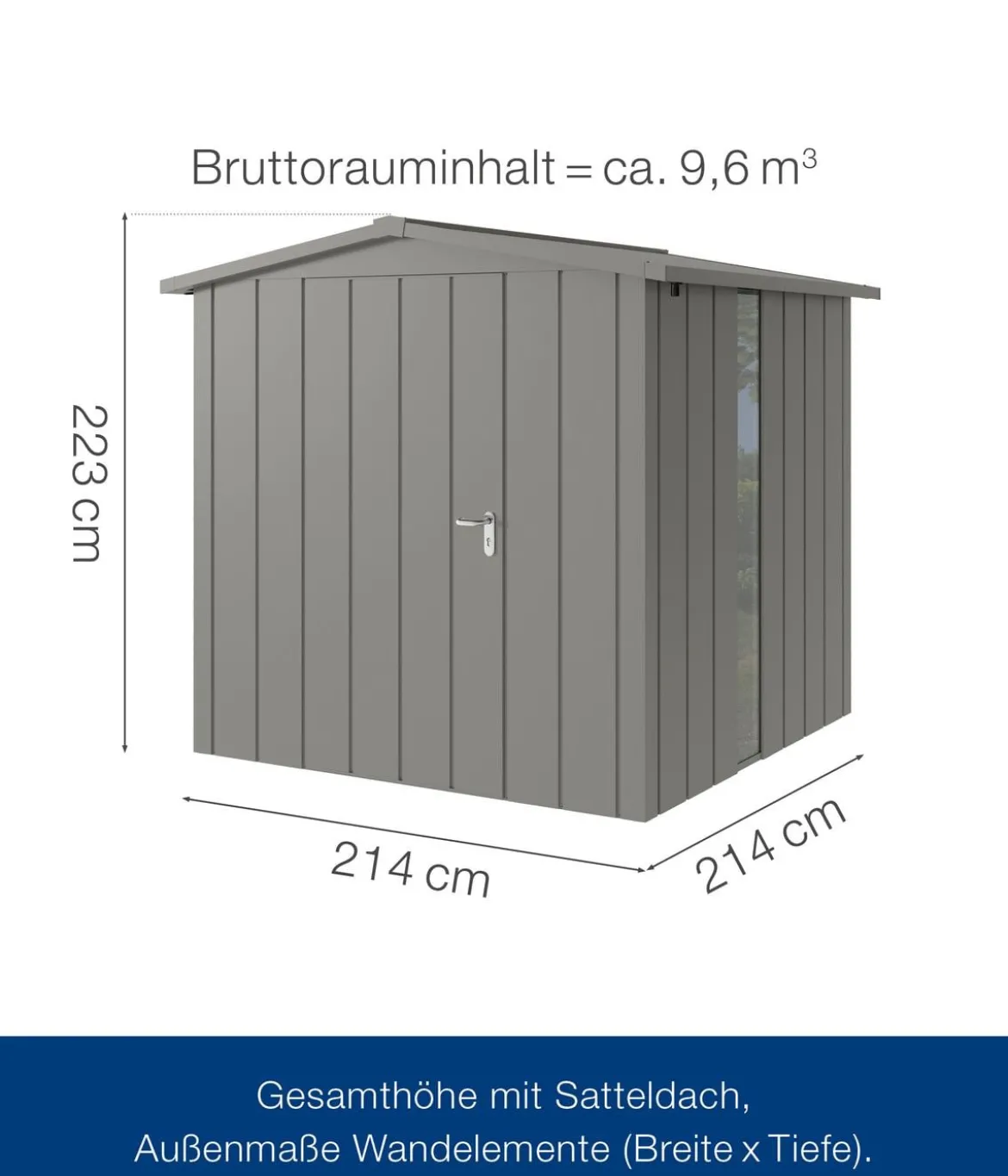 Hörmann Metallgerätehaus Juno JSD5 M-Sk Motiv Modern bodentiefes Fenster, ca. B237/H223/T229 cm