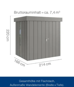 Hörmann Metallgerätehaus Juno JFD4 M-Sk Motiv Modern bodentiefes Fenster mit Doppeltür, ca. B229/H222/T181 cm