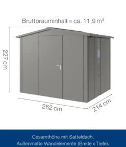 Hörmann Metallgerätehaus Juno JSD9 L-SK Motiv Design bodentiefes Fenster, ca. B285/H227/T237 cm