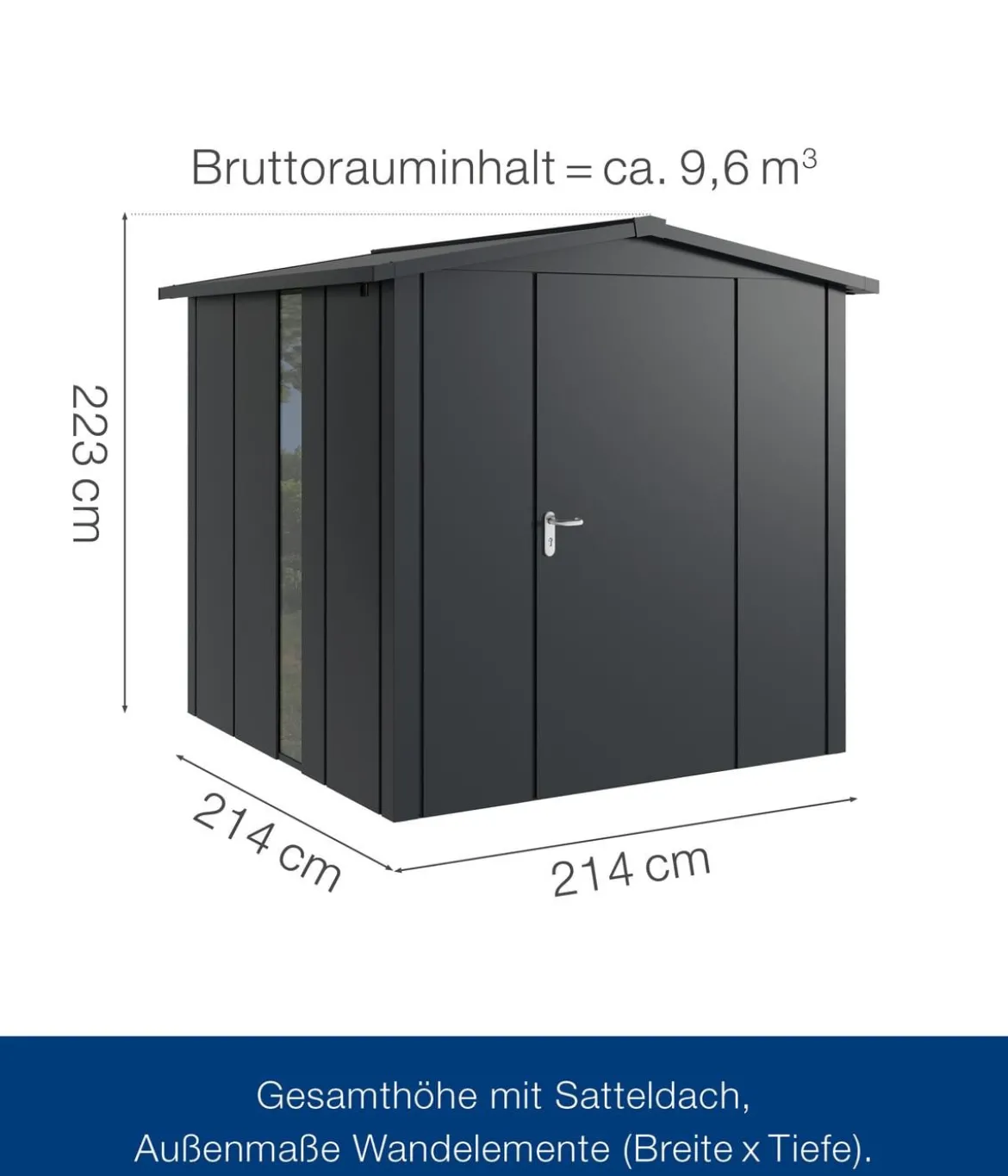 Hörmann Metallgerätehaus Juno JSD5 L-Sk Motiv Design bodentiefes Fenster, ca. B237/H223/T229 cm