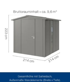Hörmann Metallgerätehaus Juno JSD5 L-Sk Motiv Design bodentiefes Fenster, ca. B237/H223/T229 cm