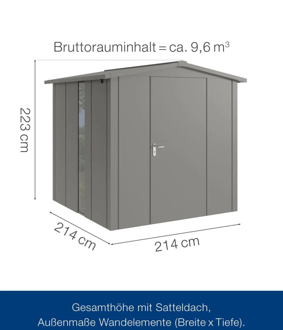 Hörmann Metallgerätehaus Juno JSD5 L-Sk Motiv Design bodentiefes Fenster, ca. B237/H223/T229 cm