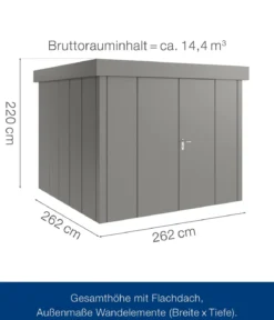 Hörmann Metallgerätehaus Juno JFD10 L-Sk Motiv Design mit Doppeltür, ca. B277/H222/T277 cm
