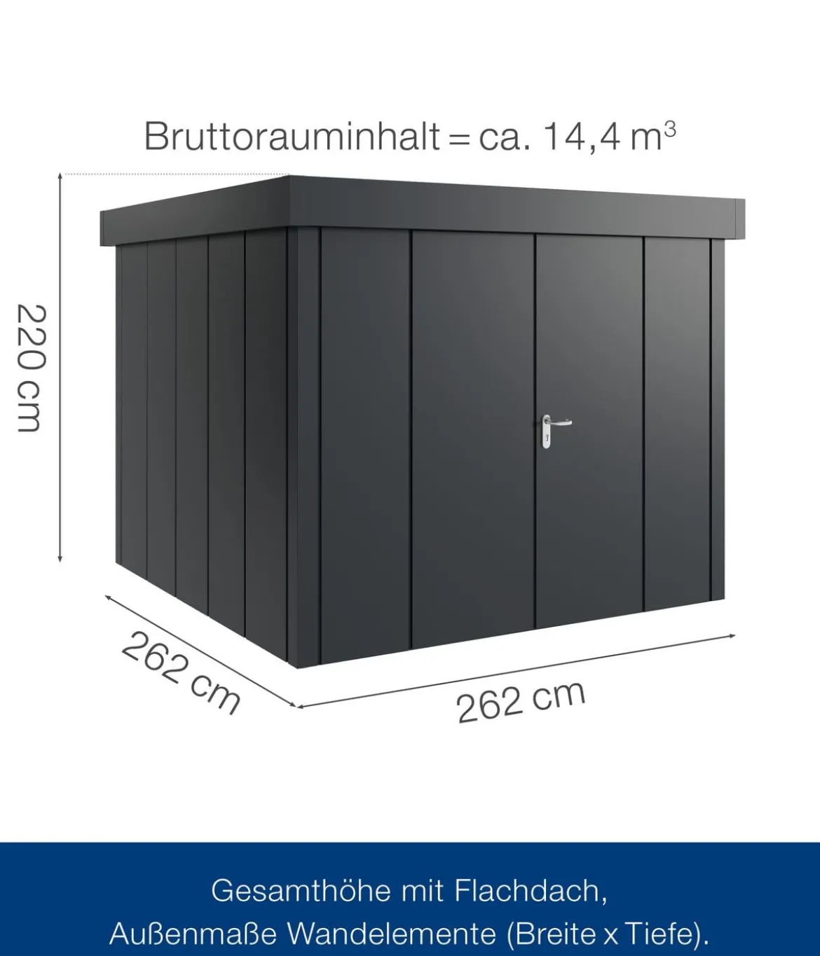 Hörmann Metallgerätehaus Juno JFD10 L-Sk Motiv Design mit Doppeltür, ca. B277/H222/T277 cm