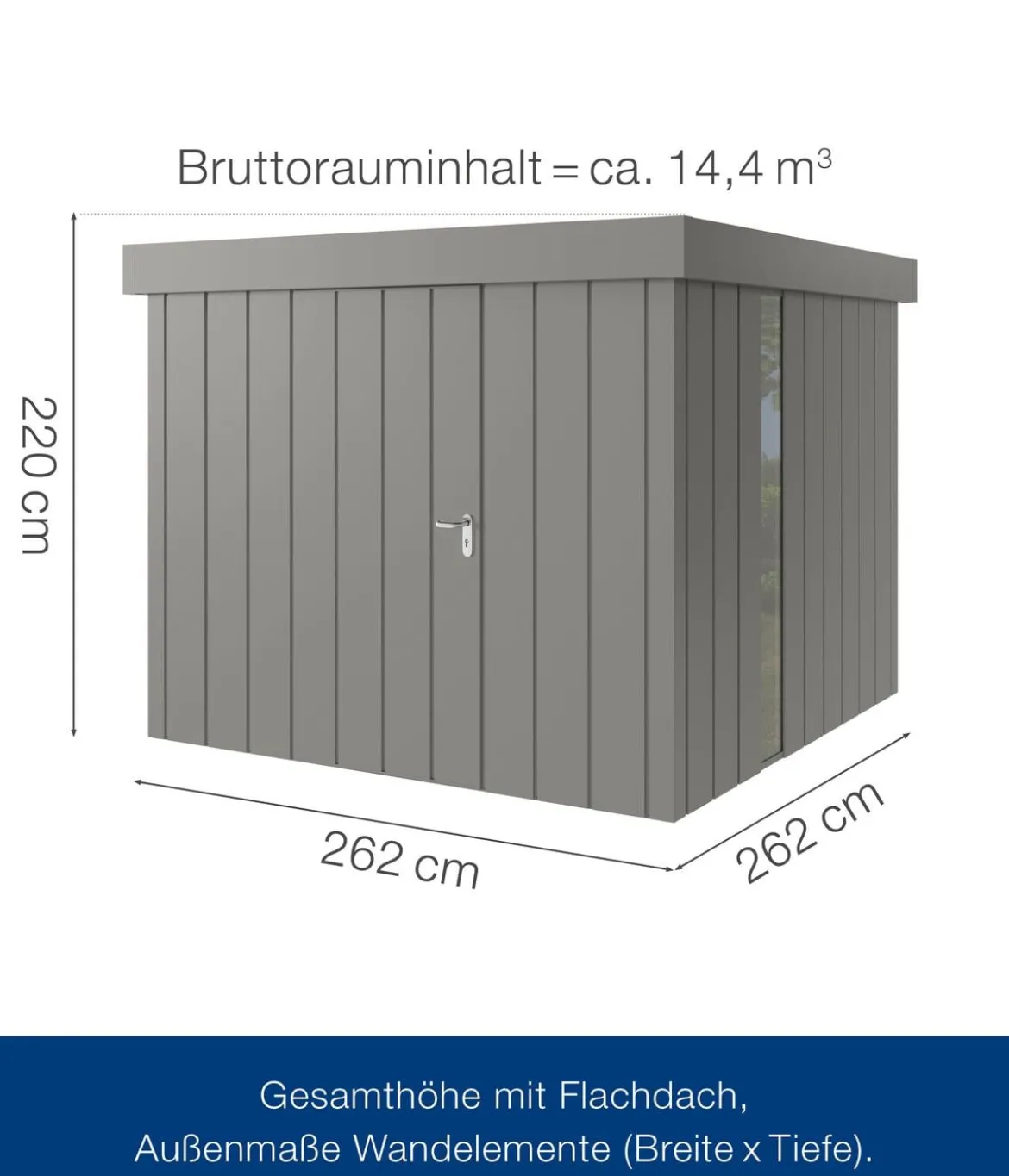 Hörmann Metallgerätehaus Juno JFD10 M-Sk Motiv Modern bodentiefes Fenster, ca. B277/H222/T277 cm