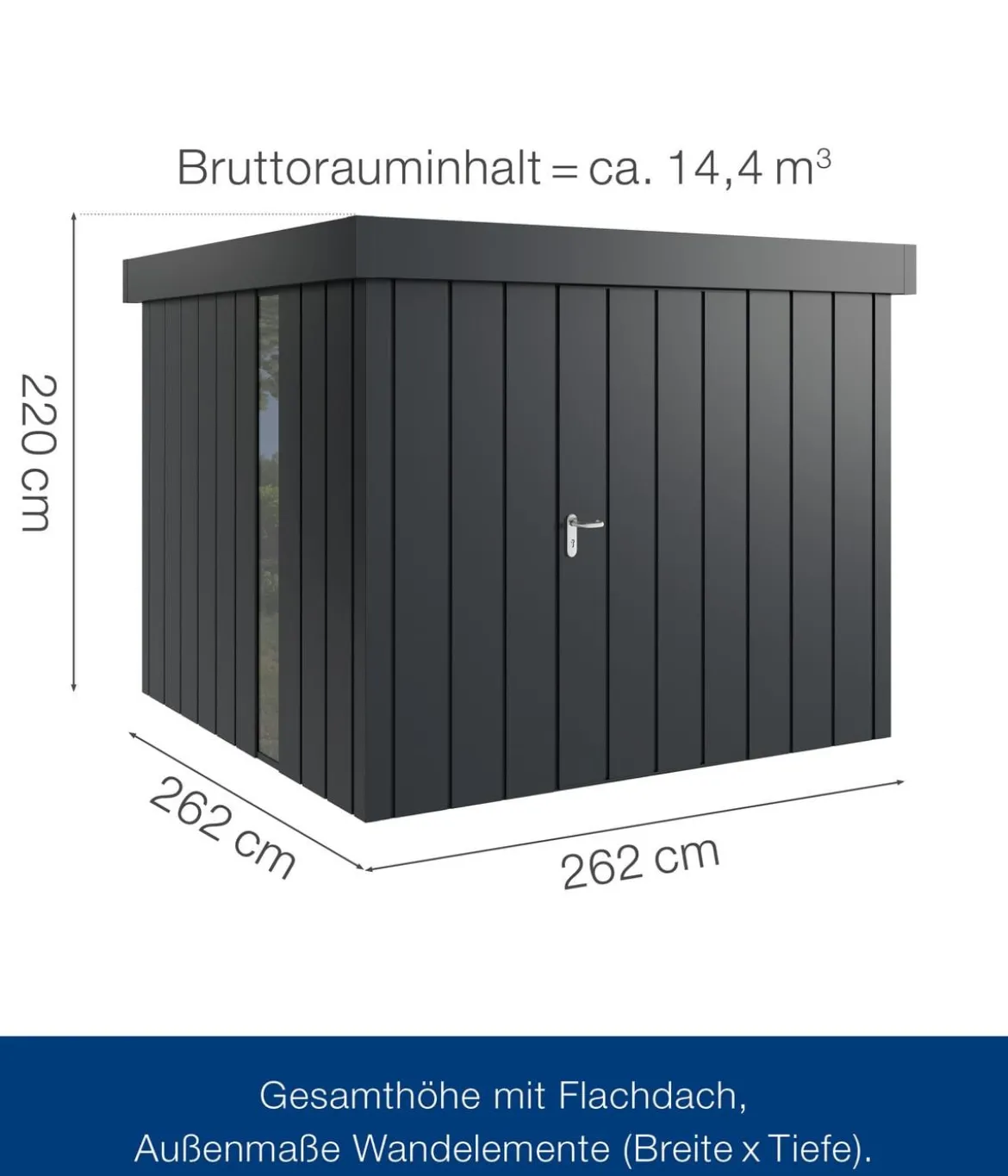 Hörmann Metallgerätehaus Juno JFD10 M-Sk Motiv Modern bodentiefes Fenster, ca. B277/H222/T277 cm