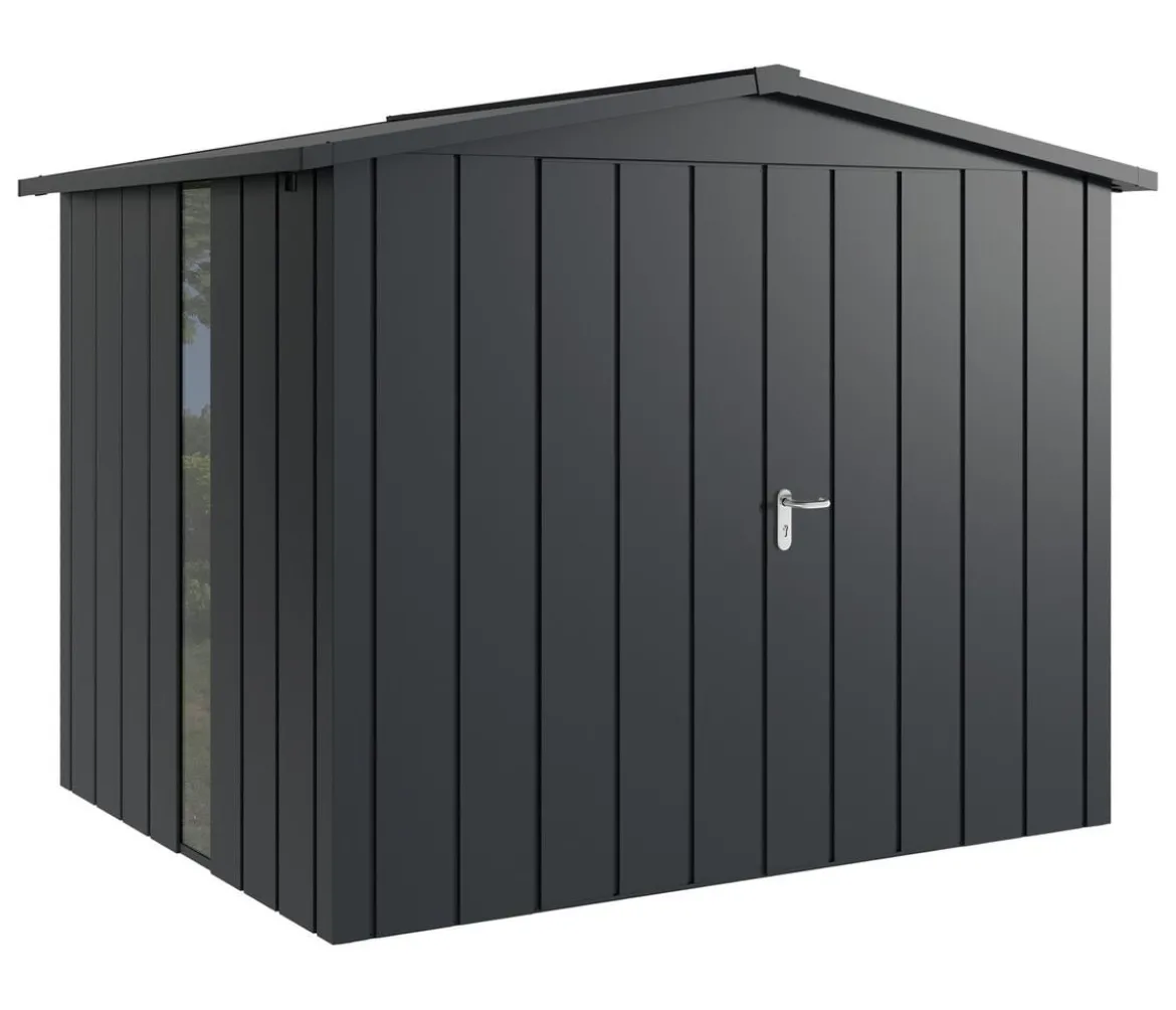 Hörmann Metallgerätehaus Juno JSD9 M-Sk Motiv Modern bodentiefes Fenster mit Doppeltür, ca. B285/H227/T237 cm