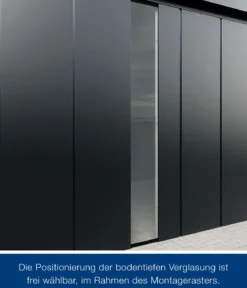 Hörmann Metallgerätehaus Juno JSD9 M-Sk Motiv Modern bodentiefes Fenster mit Doppeltür, ca. B285/H227/T237 cm