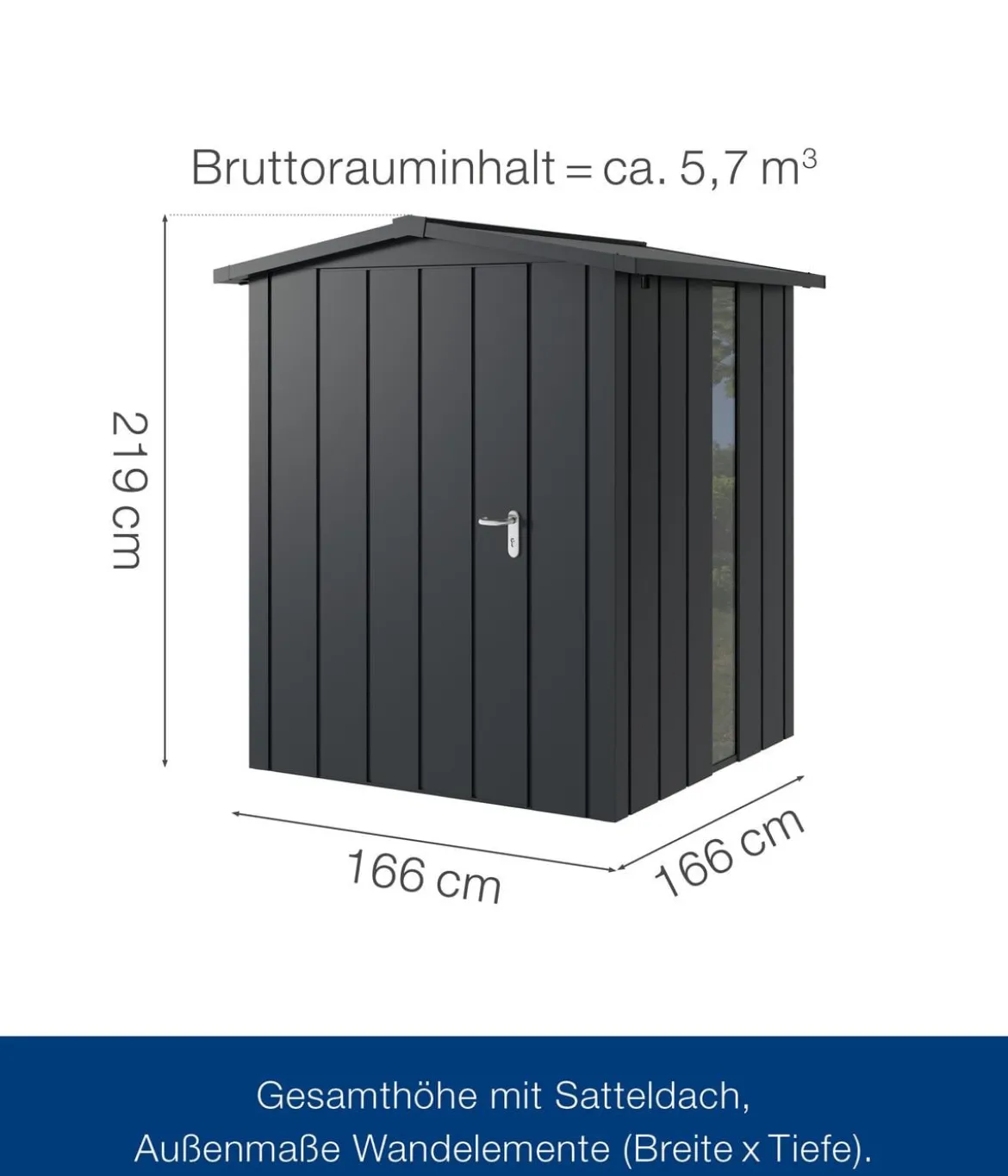 Hörmann Metallgerätehaus Juno JSD2 M-SK Motiv Modern bodentiefes Fenster, ca. B189/H219/T181 cm