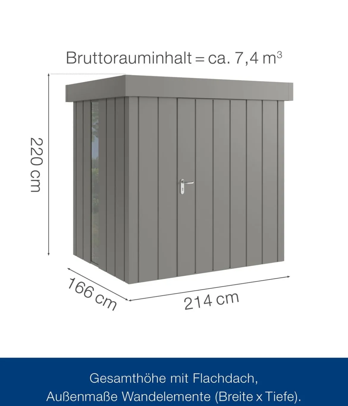 Hörmann Metallgerätehaus Juno JFD4 M-Sk Motiv Modern bodentiefes Fenster, ca. B229/H222/T181 cm