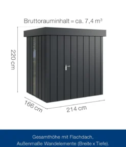Hörmann Metallgerätehaus Juno JFD4 M-Sk Motiv Modern bodentiefes Fenster, ca. B229/H222/T181 cm