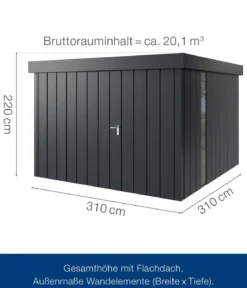 Hörmann Metallgerätehaus Juno JFD14 M-Sk Motiv Modern bodentiefes Fenster, ca. B325/H222/T325 cm