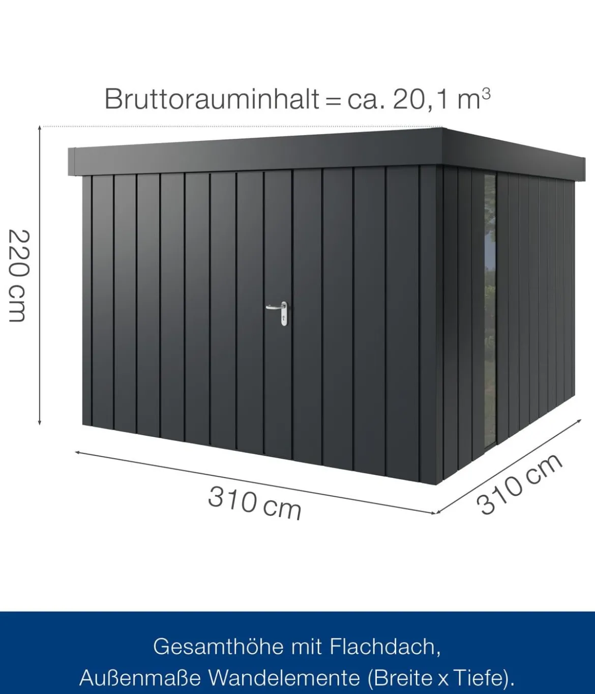 Hörmann Metallgerätehaus Juno JFD14 M-Sk Motiv Modern bodentiefes Fenster, ca. B325/H222/T325 cm