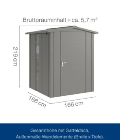 Hörmann Metallgerätehaus Juno JSD2 L-Sk Motiv Design bodentiefes Fenster, ca. B189/H219/T181 cm