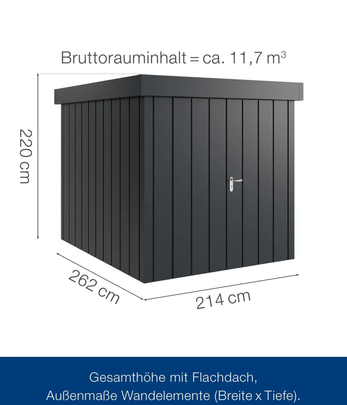 Hörmann Metallgerätehaus Juno JFD6 M-Sk Motiv Modern mit Doppeltür, ca. B229/H222/T277 cm