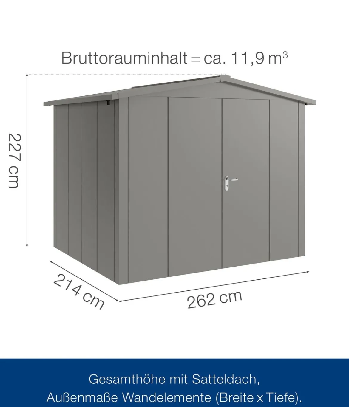Hörmann Metallgerätehaus Juno JSD9 L-Sk Motiv Design mit Doppeltür, ca. B285/H227/T237 cm