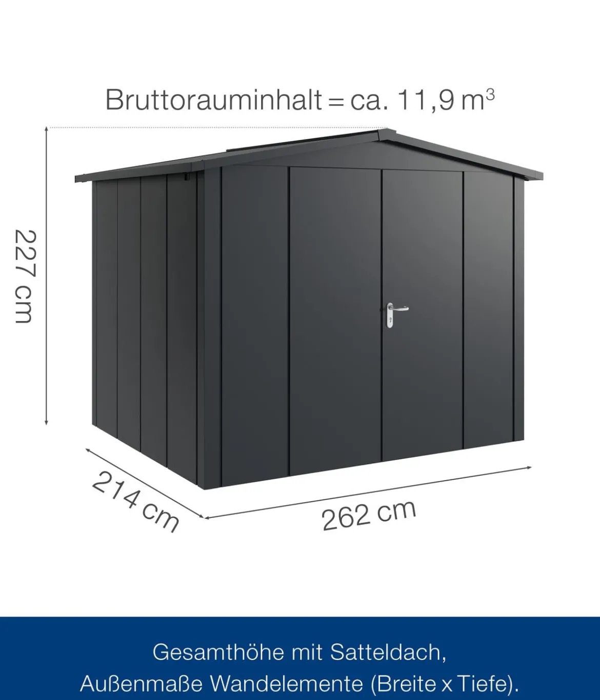 Hörmann Metallgerätehaus Juno JSD9 L-Sk Motiv Design mit Doppeltür, ca. B285/H227/T237 cm